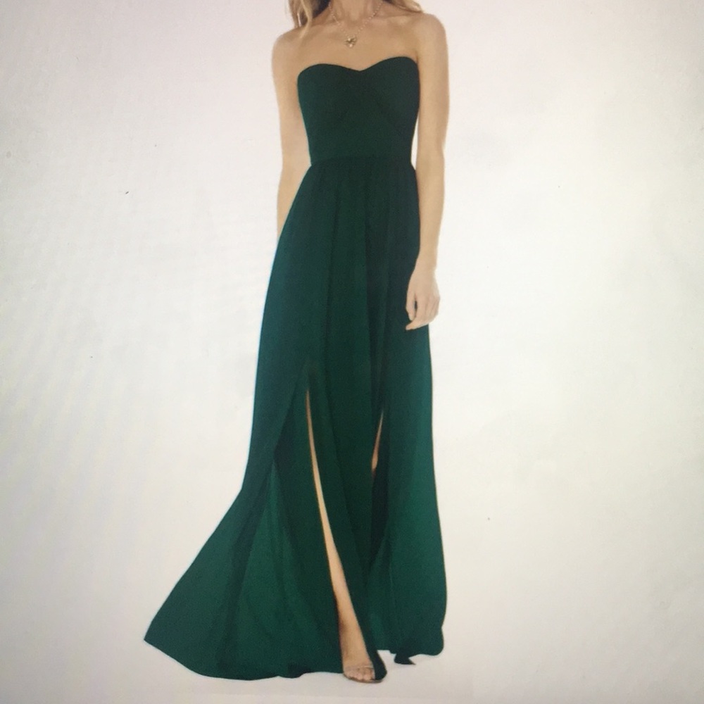 Social Bridesmaids Strapless Green Gown - Social